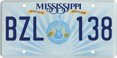 MS license plate BZL138