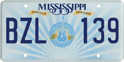 MS license plate BZL139