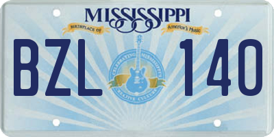 MS license plate BZL140