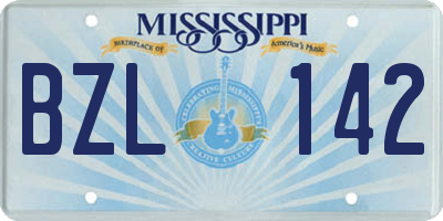 MS license plate BZL142