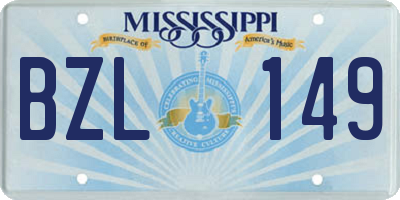 MS license plate BZL149