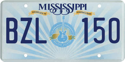 MS license plate BZL150