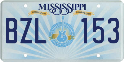 MS license plate BZL153