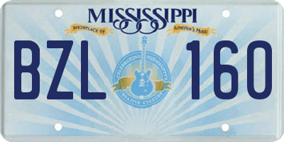 MS license plate BZL160