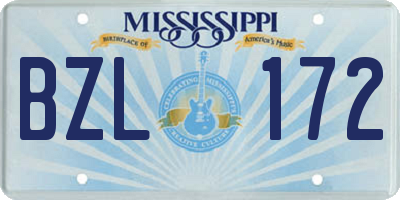MS license plate BZL172