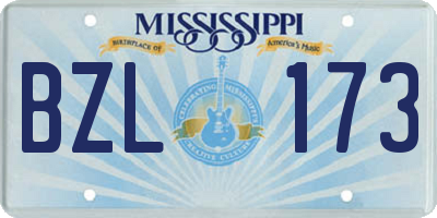 MS license plate BZL173
