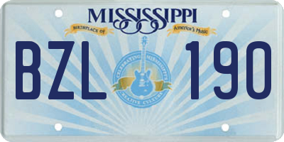 MS license plate BZL190