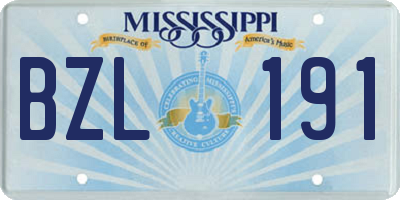MS license plate BZL191