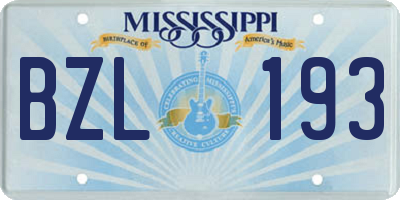 MS license plate BZL193