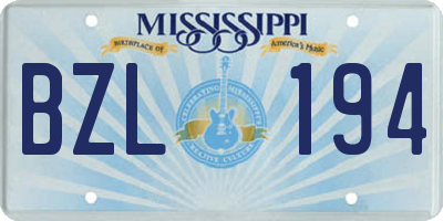 MS license plate BZL194