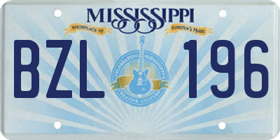 MS license plate BZL196