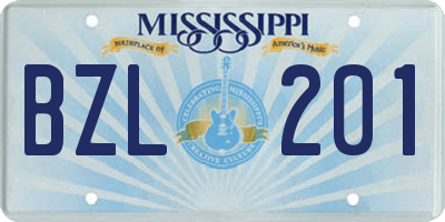 MS license plate BZL201