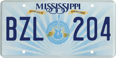MS license plate BZL204
