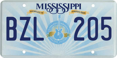 MS license plate BZL205