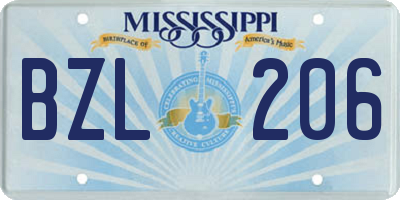 MS license plate BZL206