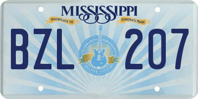 MS license plate BZL207