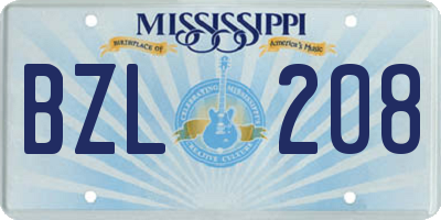 MS license plate BZL208