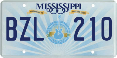 MS license plate BZL210