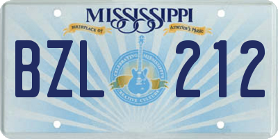 MS license plate BZL212