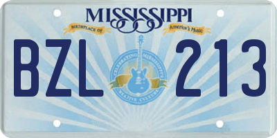 MS license plate BZL213