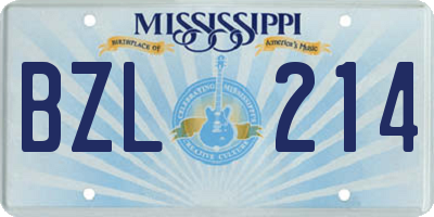 MS license plate BZL214
