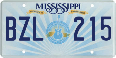 MS license plate BZL215