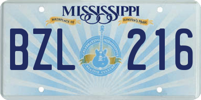 MS license plate BZL216