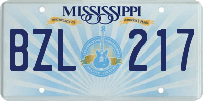 MS license plate BZL217