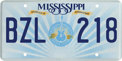 MS license plate BZL218