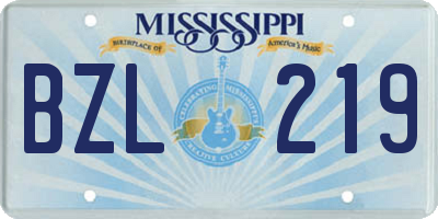 MS license plate BZL219