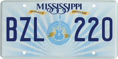 MS license plate BZL220