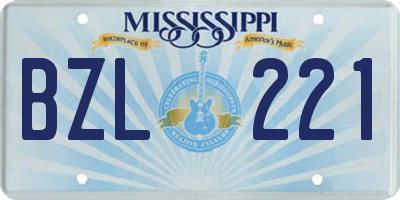 MS license plate BZL221