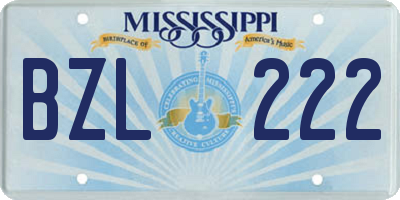 MS license plate BZL222