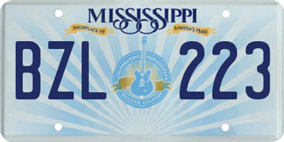 MS license plate BZL223