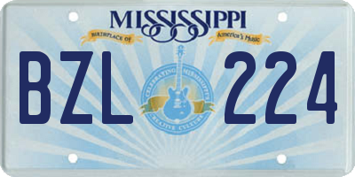 MS license plate BZL224