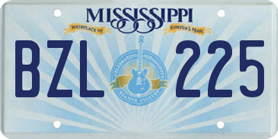 MS license plate BZL225