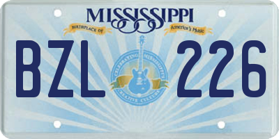 MS license plate BZL226