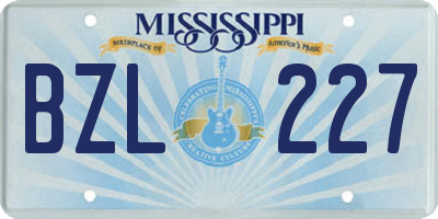 MS license plate BZL227