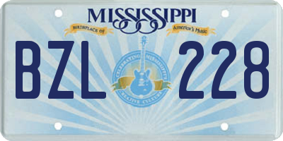 MS license plate BZL228