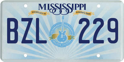 MS license plate BZL229