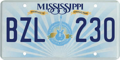 MS license plate BZL230