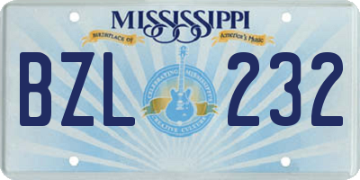 MS license plate BZL232