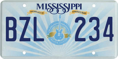 MS license plate BZL234