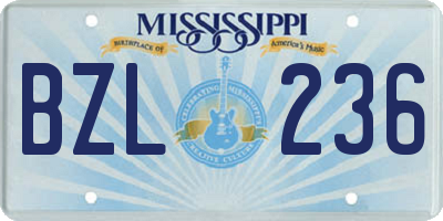 MS license plate BZL236