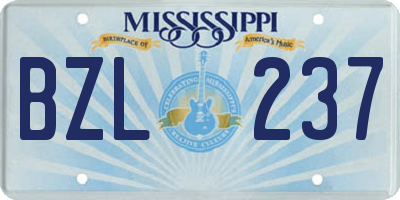 MS license plate BZL237