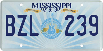 MS license plate BZL239