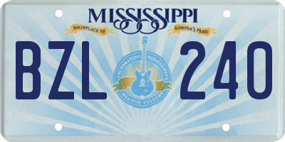 MS license plate BZL240