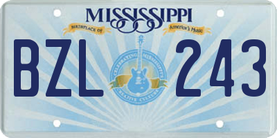 MS license plate BZL243