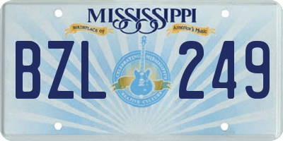 MS license plate BZL249