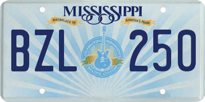 MS license plate BZL250